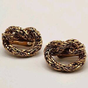 Vintage Hobe Gold Tone Twisted Rope Style Clip On Earrings
